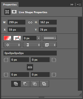 Photoshop CC Live Shape properties